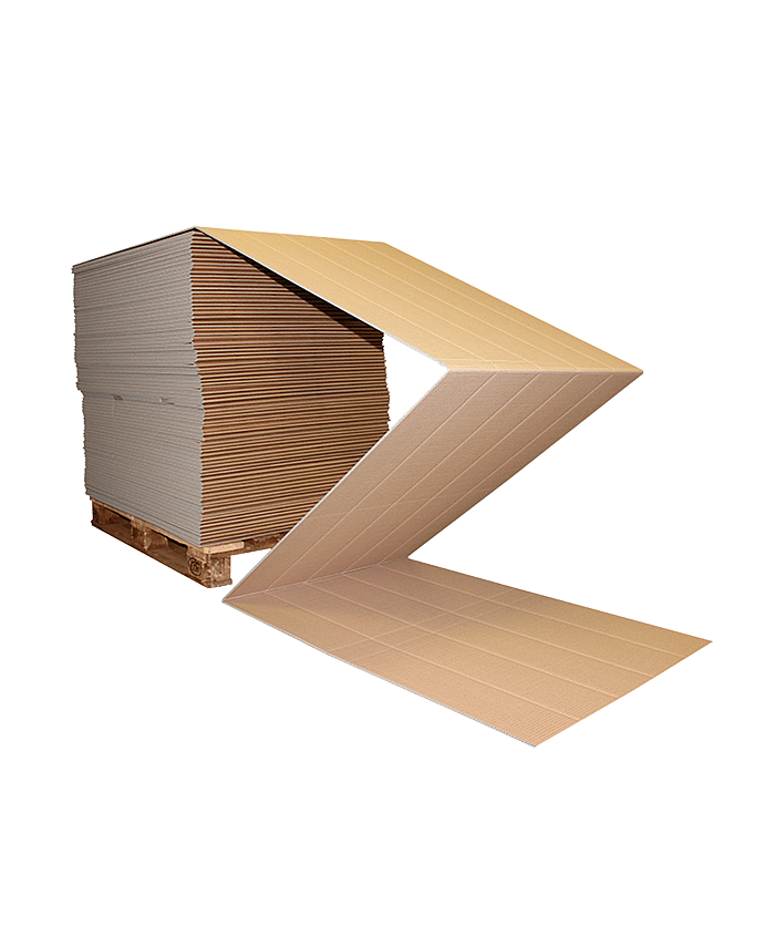 An image of a stack of fanfold corrugated board.